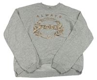 Sivá melírovaná crop mikina s nápisom H&M