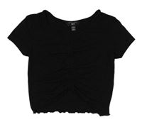 Čierne rebrované crop tričko New Look