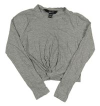 Sivé melírované crop tričko s nařasením New Look