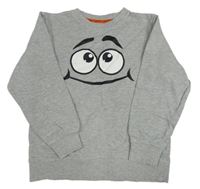 Sivá melírovaná mikina s obličejem Bonprix