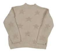 Svetloružový hviezdičkovaný chlpatý sveter Okaidi