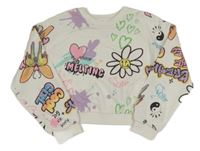 Bílá crop mikina s nápisy Terranova 