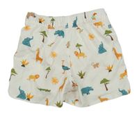 Bílé plážové kraťasy se zvířátky 