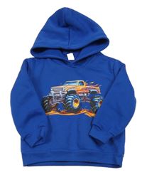 Kobaltově modrá športová mikina s monster Truck a kapucí Shein