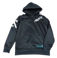 Černá sportovní mikina s nápisy a kapucí 