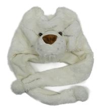 Smetanová kožešinová čepice se šálou - tygr