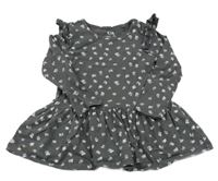 Tmavošedá kytičkovaná tunika s volánky C&A