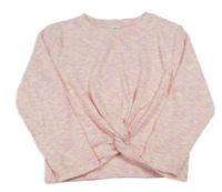 Svetloružová -smotanový vzorovaný sveter s překřížením F&F