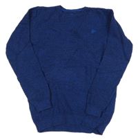 Modro-čierny melírovaný sveter s výšivkou We