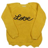 Okrový sveter s nápisom Primark