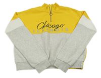 Žluto-šedá crop mikina s nápisem H&M