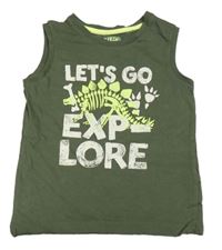 Khaki tielko s nápisom a dinosaurom F&F