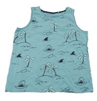 Modré tielko s palmami a žralokmi Manor