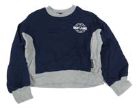 Tmavomodro-sivá crop mikina s logom DKNY