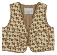 Béžová plátenná zateplená vesta s kvetmi Primark