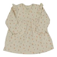 Bílé kytičkované žebrované šaty s volánky Staccato 