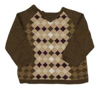 Hnedý károvaný sveter Mamas&Papas