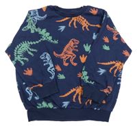 Tmavomodrá oversize mikina s dinosaurami F&F