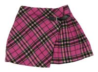 Ružovo-farebná kockovaná vlnená skort sukňa St. Bernard