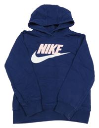 Tmavomodrá mikina s logem a kapucí Nike