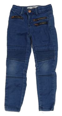 Modré skinny rifle se zipy a žebrováním Denim Co.