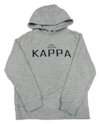 Šedá melírovaná mikina s logem a kapucí Kappa