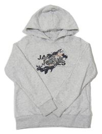 Sivá melírovaná mikina s logom a kapucňou Jack & Jones
