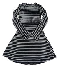 Černo-bílé pruhované žebrované šaty Primark