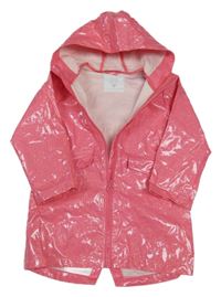 Ružová trblietavá nepromokavá parka s kapucňou Matalan