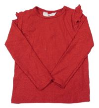 Červený trblietavý sveter s volánikmi H&M