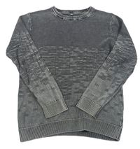 Sivo-čierny melírovaný vzorovaný sveter