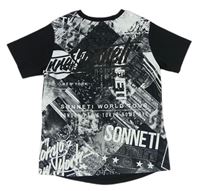 Čierno-sivo-biele športové tričko s logy Sonneti