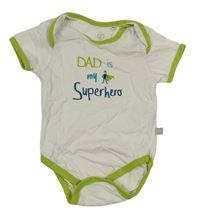 Bielo-zelené body s nápismi a super hero Liegelind