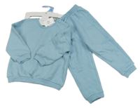 2Set - Modrá žebrovaná oversize mikina s hvězdičkami + tepláky PRIMARK