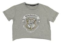 Světlešedé melírované crop tričko s erbem - Harry Potter PRIMARK