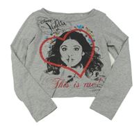 Sivé melírované crop tričko s Violettou a srdcem zn. C&A