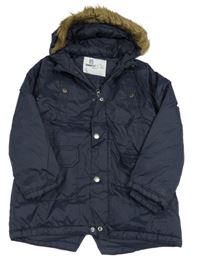 Tmavomodrá šušťáková pod/zimní parka s kapucňou s kožešinou Pepperts!
