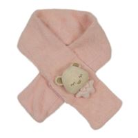Světlerůžová chlupatá šála s 3D medvídkem 