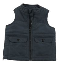 Tmavomodrošedá prešívaná šušťáková zateplená vesta F&F