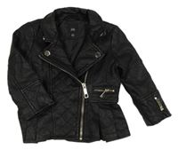 Čierny koženkový jarný krivák s prošíváním RIVER ISLAND