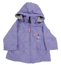 Fialová šušťáková jarná bunda so srdiečkami a odopínacíá kapucňou C&A