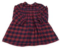 Červeno-tmavomodro-čierno-zlaté kockované šaty s golierikom Nutmeg