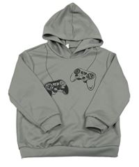 Sivá športová mikina s ovladači a kapucňou SHEIN