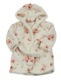 Smotanový plyšový župan s růžemi a kapucňou George