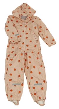 Meruňková šusťáková jarní kombinéza s beruškami a kapucí Lily & Dan