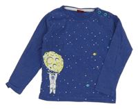Tmavomodré melírované triko s planetami a kosmonautem S. Oliver