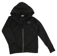 Černá tech fleece propínací mikina s logem a kapucí RASCAL