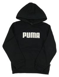 Černá mikina s logem a kapsou a kapucí PUMA
