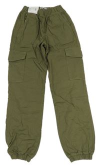 Nové - khaki cargo cuff plátěné kalhoty New Look