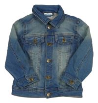 Modrá tepláková rifľová bunda s golierikom so cute